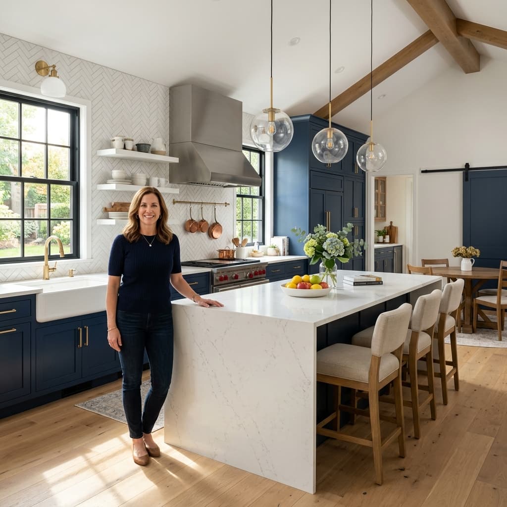 Completed Luxury Farmhouse Kitchen with Customer